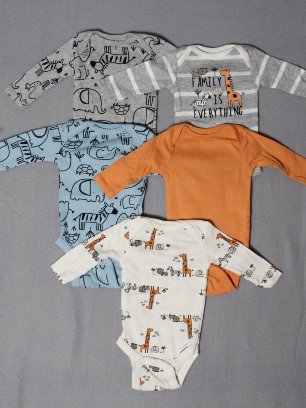 Baby Boy 5-Pack Bodysuits – Newborn – Long Sleeve Mix Prints